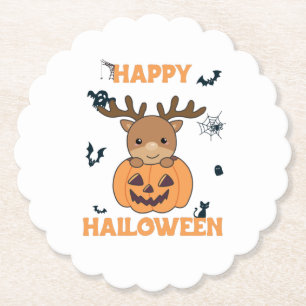Porta-copo De Papel Deer In Pumpkin Cute Deer Happy Halloween