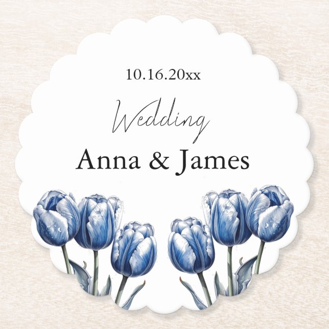 Porta-copo De Papel Delft Blue Tulip, personalizado (Frente)