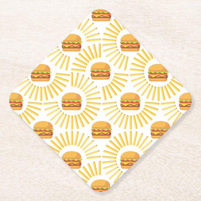 Porta-copo De Papel Delicioso hamburguer com batatas fritas (Frente)