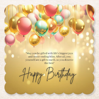 Porta-copo De Papel Desejos de Aniversário Dourado