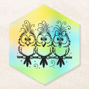 Porta-copo De Papel Desenho Animado de Pássaros Engraçados-56456