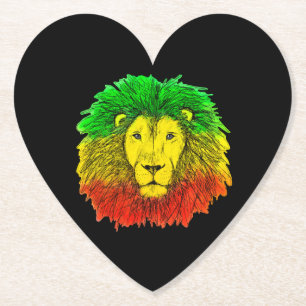 Porta-copo De Papel Desenho da cabeça de leão Rasta vermelho amarelo v