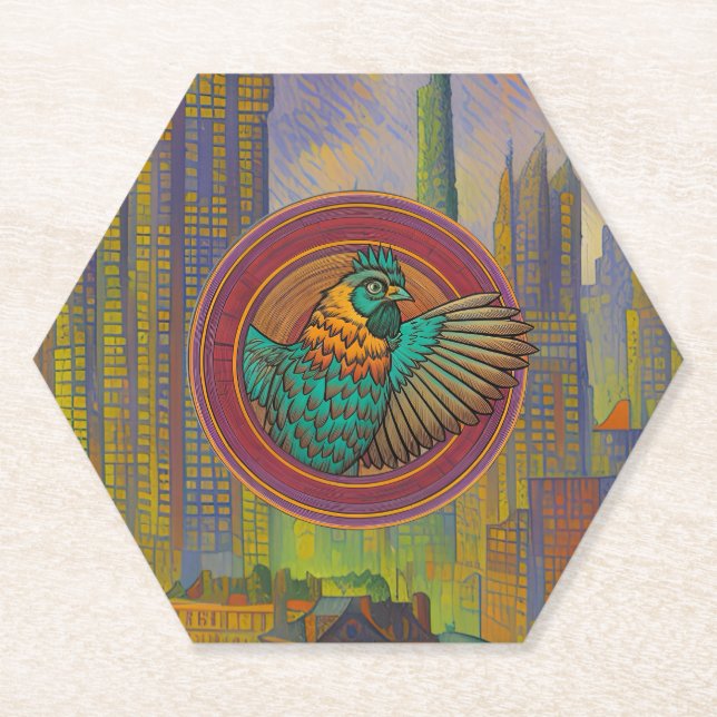 Porta-copo De Papel Desenho de Círculo de Frango (Frente)
