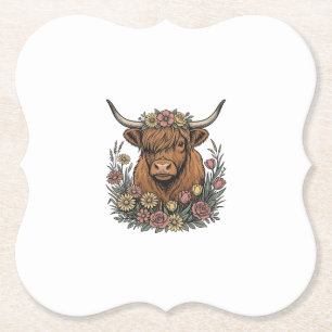 Porta-copo De Papel Desenho de gravura vintage de vaca das Terras Alta