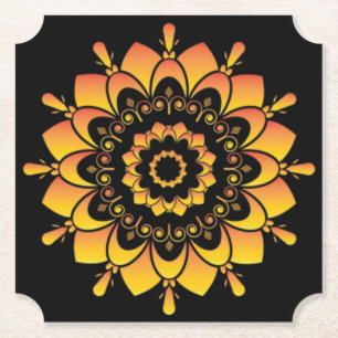 Porta-copo De Papel Desenho de Mandala Única Dourada