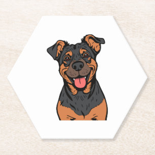Porta-copo De Papel Desenho de Rottweiler Feliz � Cachorro Simpático e