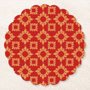 Porta-copo De Papel desenho ornamental vermelho e dourado