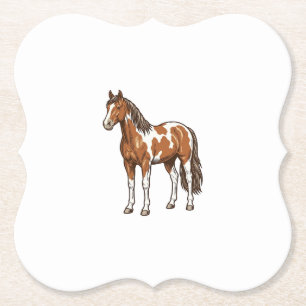 Porta-copo De Papel Desenho Vetorial de Cavalo Pinto Gravado Antigo_1
