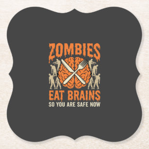 Porta-copo De Papel Desenho Vetorial de Zumbi Engraçado Comendo Cérebr
