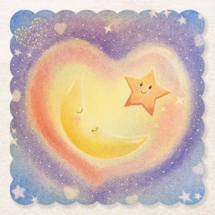 Porta-copo De Papel Design de céu sonhador lua pastel suave estrela