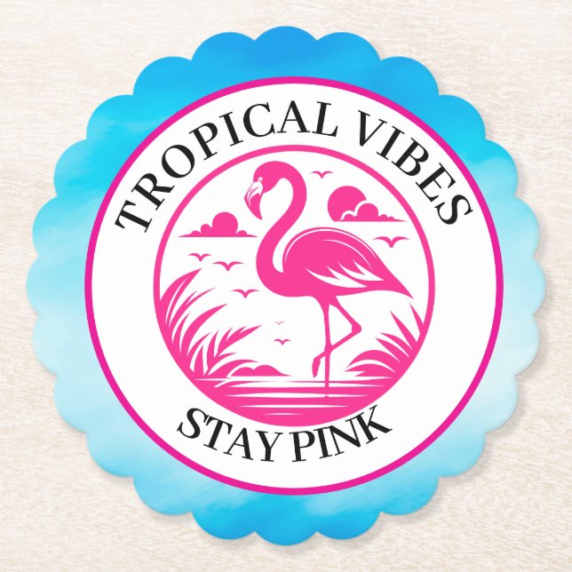 Porta-copo De Papel Design de Círculo de Verão Flamingo Rosa- (Frente)