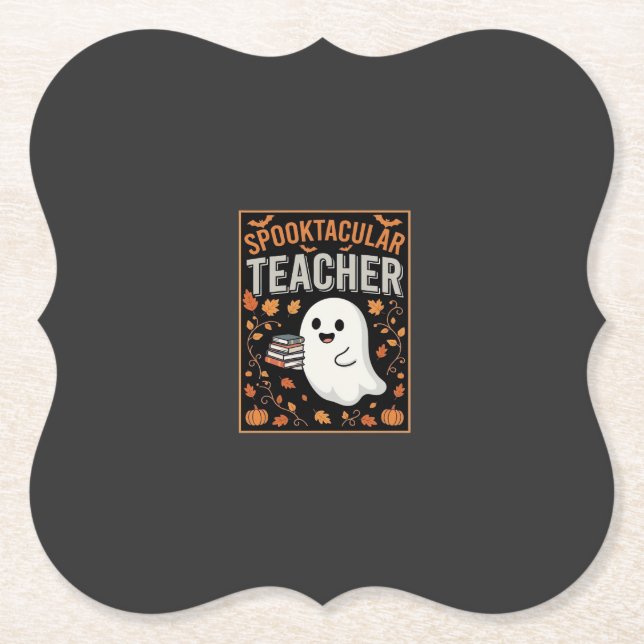 Porta-copo De Papel Design de Fantasma de Halloween para Professores E (Frente)