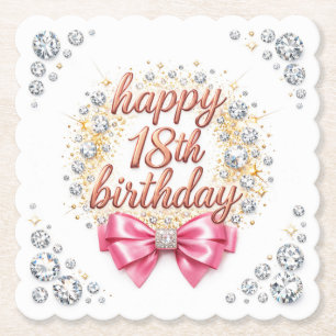Porta-copo De Papel Design de Feliz Aniversário de 18 anos com Diamant