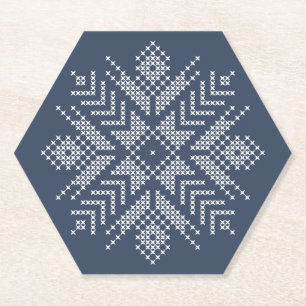 Porta-copo De Papel Design de floco de neve com ponto de cruz de Natal