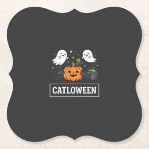 Porta-copo De Papel Design de Gato Fantasma Fofo Catloween de Hallowee