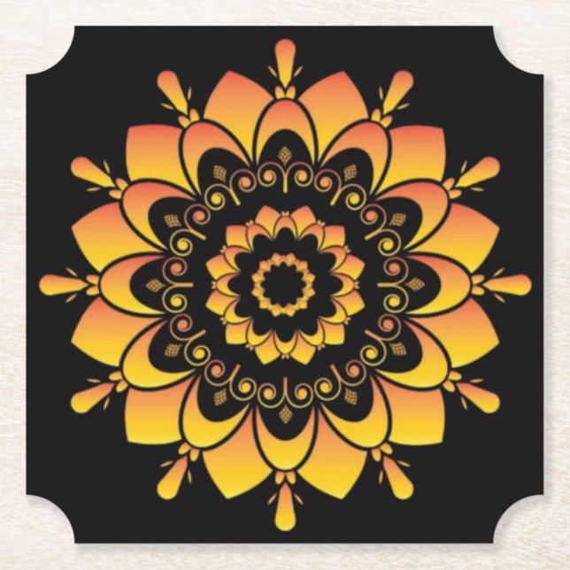 Porta-copo De Papel Design de Mandala Único Dourado-95748 (Frente)