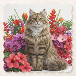 Porta-copo De Papel Design de Porta copos Quadrado de Gato Tropical.