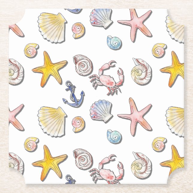 Porta-copo De Papel Design de praia simples (Frente)