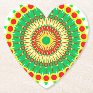 Porta-copo De Papel Design do Círculo Vermelho Verde de Mandala- 58577