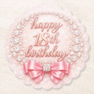 Porta-copo De Papel Design Feliz Aniversário de 18 anos com Diamante R