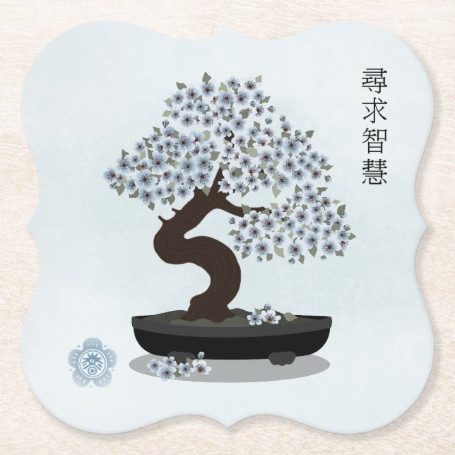 Porta-copo De Papel Design floral de bonsai floral asiático (Frente)