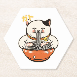 Porta-copo De Papel Design Kawaii de Ramen de Gato