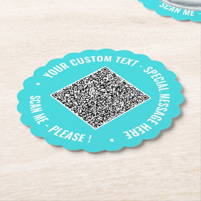 Porta-copo De Papel Design Your Own QR Code Paper Coasters Custom Text (Angular)