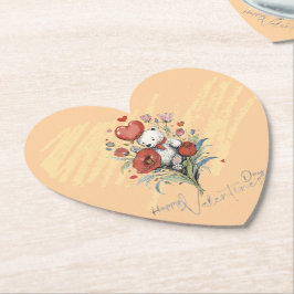 Porta-copo De Papel Dia de os namorados com Urso Rico