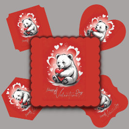 Porta-copo De Papel Dia de os namorados com Urso Rico