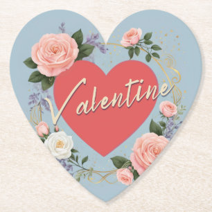 Porta-copo De Papel Dia dos Namorados Rosas Cor-de-Rosa Amor Romântico