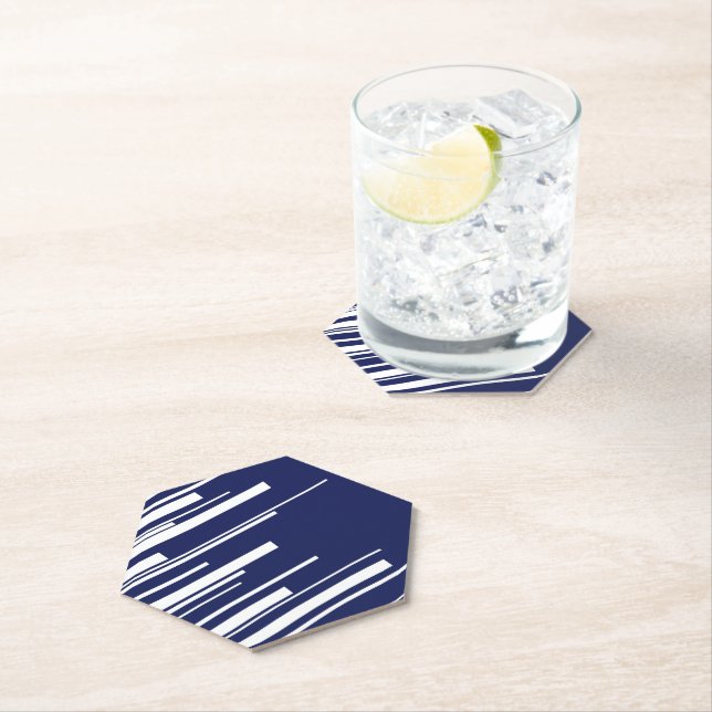 Porta-copo De Papel Diagonais - Azul e Branco (Insitu)