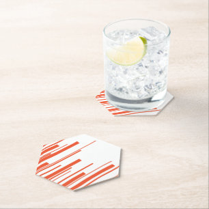 Porta-copo De Papel Diagonais em Laranja e Branco
