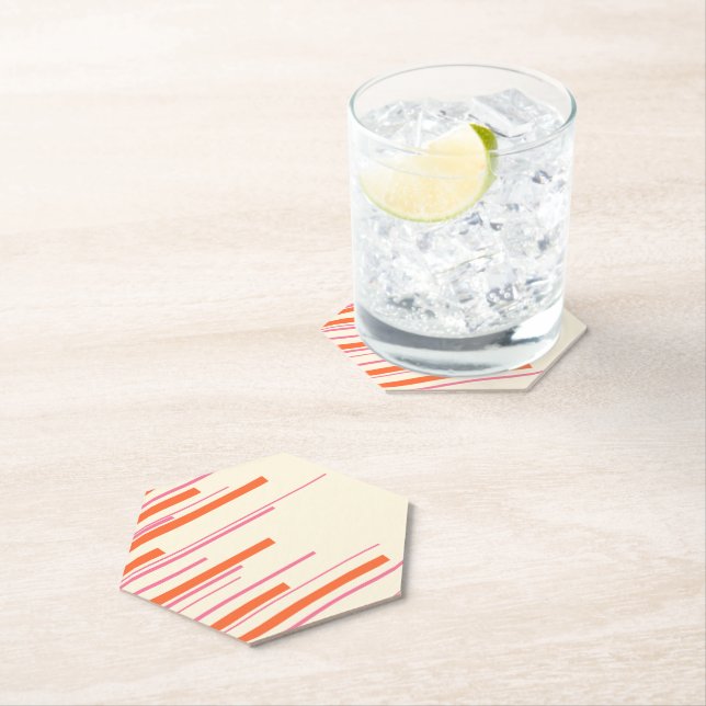 Porta-copo De Papel Diagonais - Rosa, Laranja e Creme (Insitu)