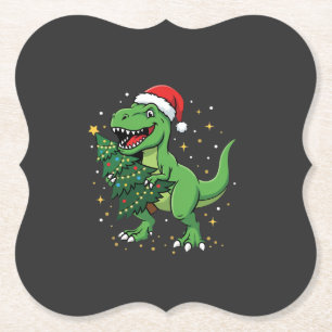 Porta-copo De Papel Dinossauro de Natal Papai Noel T Rex