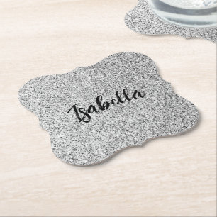 Porta-copo De Papel Disparos luminosos da cinza prateada Nome personal