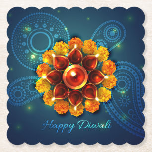 Porta-copo De Papel Diwali com Diya e Rangoli