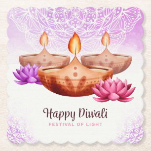 Porta-copo De Papel Diwali com Diya e Rangoli