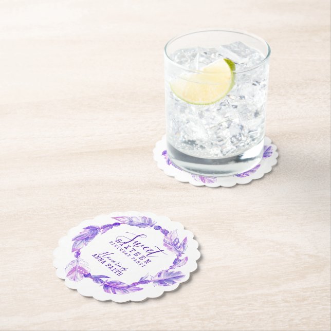 Porta-copo De Papel Doce, dezesseis festas de aniversário de arte roxa (Insitu)