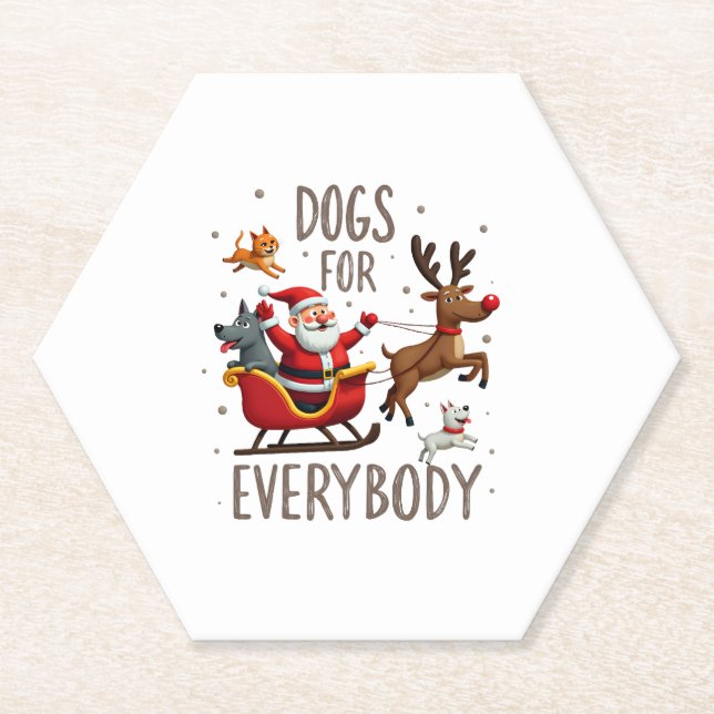 Porta-copo De Papel Dogs For Everybody Santa Funny Christmas Xmas (1) (Frente)