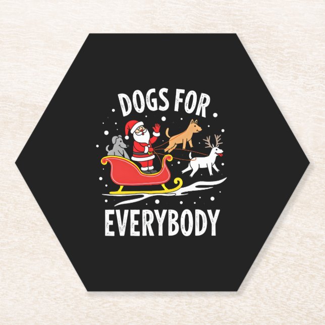 Porta-copo De Papel Dogs For Everybody Santa Funny Christmas Xmas (3) (Frente)