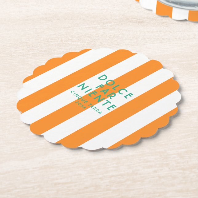Porta-copo De Papel Dolce Far Niente Cinque Terra Orange Cabana Stripe (Angular)