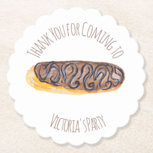 Porta-copo De Papel Donut de Aquarela Chocolate Desenhado à Mão Ecla