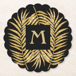 Porta-copo De Papel Dourada Glitter Palm Fronds