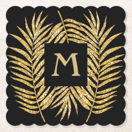 Porta-copo De Papel Dourada Glitter Palm Fronds