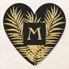 Porta-copo De Papel Dourada Glitter Palm Fronds