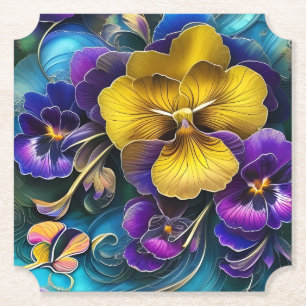 Porta-copo De Papel Dourado e Roxo Pansy Patch