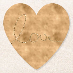 Porta-copo De Papel Dourado Glam Glitter Love