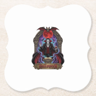 Porta-copo De Papel Drácula de Halloween Lua Vermelha Morcegos Caveira