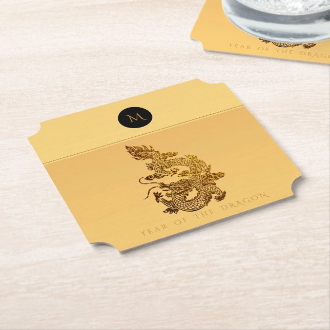 Porta-copo De Papel Dragão Chinês Ano 2024 Monograma Elegante PapC (Angular)
