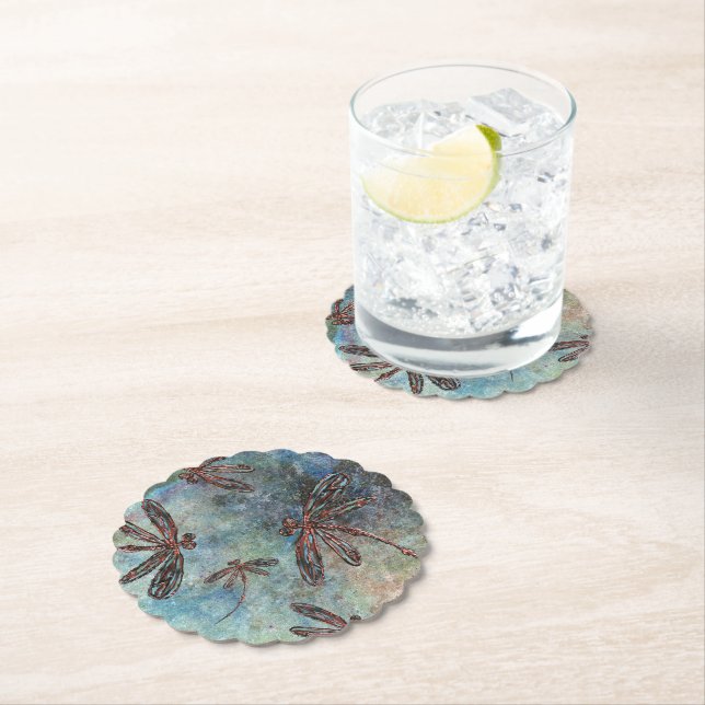 Porta-copo De Papel Dragões com ponta de bronze em um céu estrelado (Insitu)